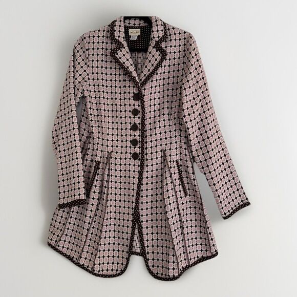 Jackets & Blazers - Neesh By D.A.R. Whimsical Coquette Blazer Rose Brown Parisian Chic Preppy Sz M